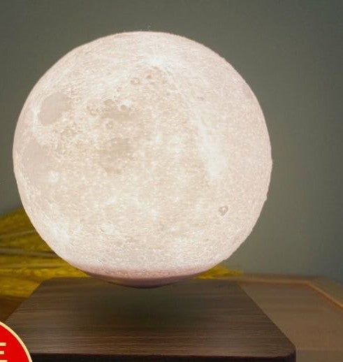 Lampe Lumora™ MoonGlow 3D – Lune Flottante 14cm Tactile Bois Premium